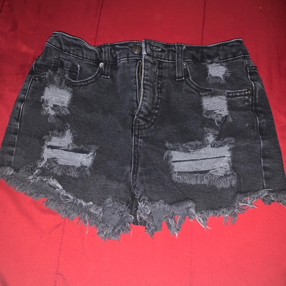 black denim shorts